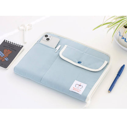 ブランチブラザー韓国キャラクターイラストラベル iPad 11インチ互換タブレット ポーチケース 保護バッグ ハンドストラップスナップボタンパステルカラー